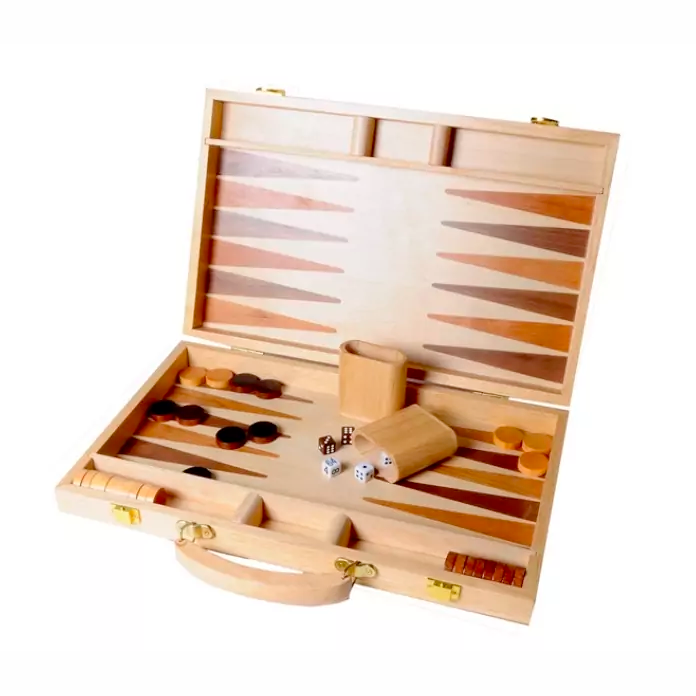 BACKGAMMON en bois naturel de 38 cm